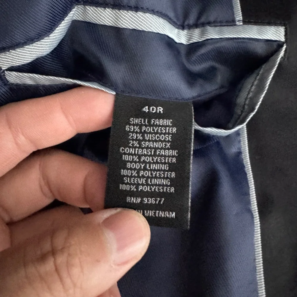 J. Ferrar Tuxedo Blazer Mens 40R Blue Textured Slim Fit Peak Lapel Single Button